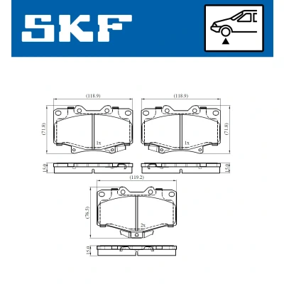 Imagen de SKF VKBP 80537 A Juego de pastillas freno con avisador acústico desgaste TOYOTA: 4Runner