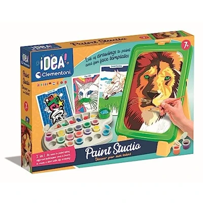 Imagen de Clementoni IDEA 18717 Juego de dibujo con caballete para niños a partir 7 años, incluye tempera, bolígrafos, pinceles, tarjetas y lápices