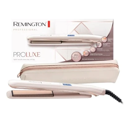 Imagen de Remington Plancha Pelo 150 C 230 C, calentamiento rápido PROluxe tecnología OPTIheat, revestimiento de cerámica, alisa o riza en una pasada, apagado automático, pantalla LCD S9100
