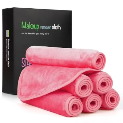 Imagen de Nineigh Toalla Desmaquillante, Facial de Microfibra 6 Piezas Desmaquillante Reutilizable Para Todo Tipo Pieles Limpieza la piel (20x40cm, Rose)