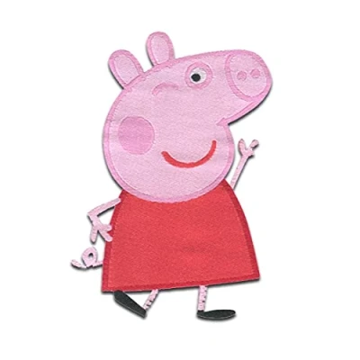 Imagen de Peppa Pig &#039;de pie&#039; Parches termoadhesivos bordados aplique para ropa, tamaño: 6 x 4,3 cm