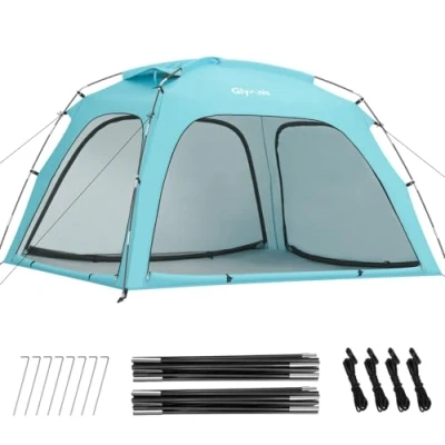 Imagen de Glymnis Tienda de Playa, Refugio Playa para 3 4 Personas, Carpa con Puertas Cremallera, Ventanas Ventiladas, Protección UPF 50+, Parque Pescar