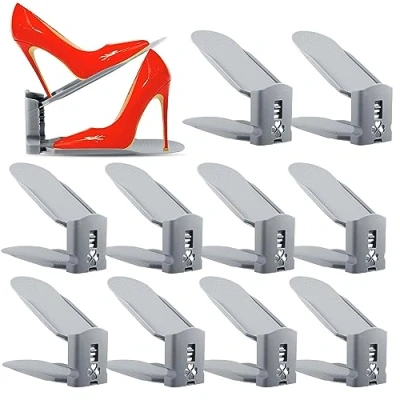 Imagen de FAMKEEP Set de 10pcs Organizador Zapatos,Desmontable Soporte Calzado,Soporte Calzado Altura Ajustable,Adecuada para Mujeres y Hombres,Ahorra Espacio (Gris)