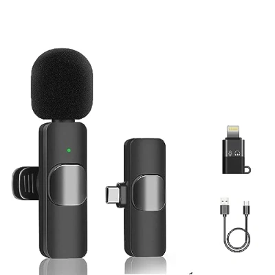 Imagen de Jk products shopping online Micro corbata inalámbrica lavalier compatible con iPhone iPad Android iOS Smartphone PC Micrófono Plug and Play Grabación Live Stream Youtube