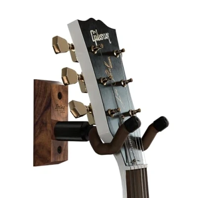 Imagen de String Swing Colgador de Pared para Guitarra y Soporte Nogal Negro