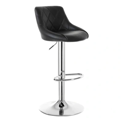 Imagen de WOLTU 1x Taburete de Bar con Respaldo, Ajuste Altura Continuo, Acero Cromado, tapicería Cuero fácil Cuidado, Asiento Bien Acolchado, (Negro)