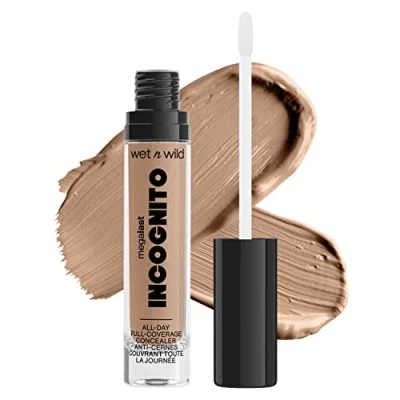 Imagen de wet n wild, Megalast Incognito Full Coverage Concealer, Corrector Ricamente Pigmentado, Cobertura Media a Completa, Acabado Mate, Fórmula Hidratante con Manteca de Karité, Light Honey