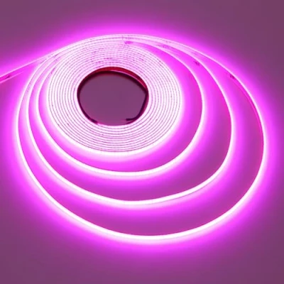 Imagen de TOPAI Tira LED COB Púrpura 24V Estrecho 5mm Ancho, Luz 5M Morado 400LED/M CRI&gt;93 Adhesivas Flexible Cortable IP20 Non Impermeable para cocina dormitorio iluminación DIY