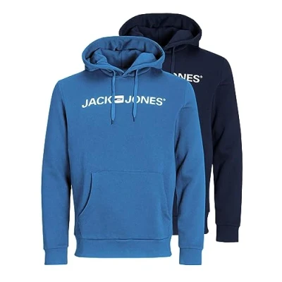 Imagen de JACK &amp; JONES Sudadera con capucha para hombre, paquete de 2 unidades, L