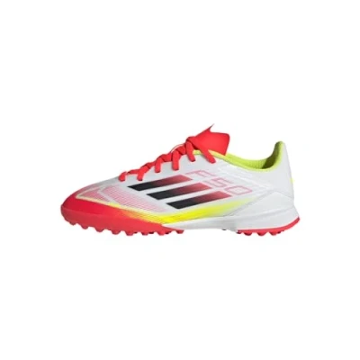 Imagen de adidas Performance F50 League TF Unisex Botas de fútbol multitacos para niños, Talla: 34, Footwear white/core black/solar yellow Zapatos