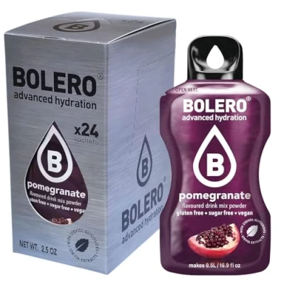 Imagen de Bolero Drink 24 Bolsitas 3 gr gramos Palos Frutas Preparado Polvo Soluble Para Bebidas Frescas en Agua Producto, 72 endulzado con stevia (Pomegranate)