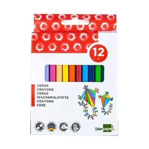 Imagen de Lapices cera liderpapel caja de 12 unidades colores surtidos