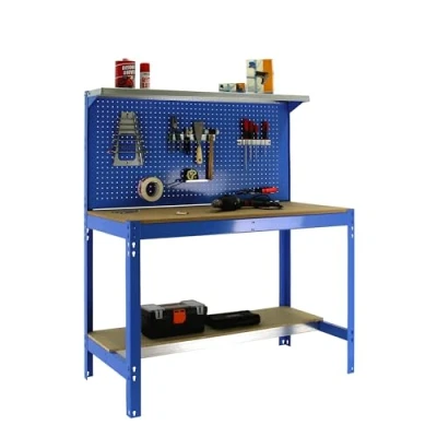 Imagen de Simon Rack Banco de Trabajo Taller, Capacidad Carga 600 kg, 1445x1210x610 mm, Mesa Trabajo, Azul/Madera BT3