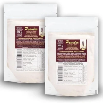 Imagen de Malto Attivo, caja de Powder 500g (2 x 250g), Harina Malta Cebada Elevado Poder Diastásico, Diastásica Ideal para Panificación, 14.000 Unidades Pollak, Made in Italy