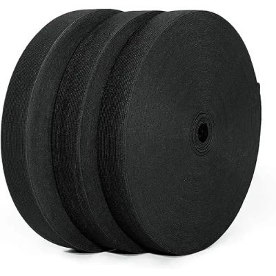 Imagen de 50 Metros de Goma Elástica Costura, Disponible en Varios Anchos, Cinta para Coser, Ancha, Coser y Manualidades, Ropa, (Negro, 2x20mm)