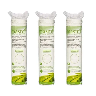 Imagen de 3 x 80 masmi cosméticos orgánico certificado redondo almohadillas, hipoalergénico, sin cloro, blanquear, respetuoso con el medio ambiente, una opción más sana y un ecológico elección