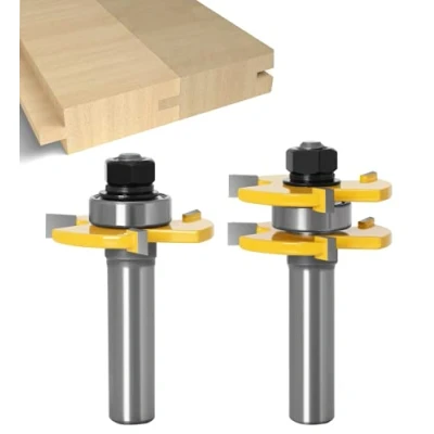 Imagen de Juego de lengüetas y ranuras 1/2&quot; (12.7mm) APLUS brocas enrutador Herramienta fresado madera para trabajar la con mango corte máquina grabado