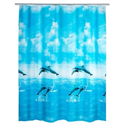 Imagen de WENKO Cortina de ducha Delfín impermeable Multicolor