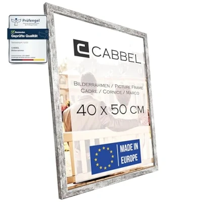 Imagen de CABBEL marco 40x50 cm, abedul, de madera MDF resistente, cristal Plexi inastillable, para colgar, ideal fotos/cuadros/collage