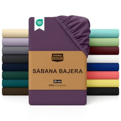 Imagen de Utopia Bedding Sabana Bajera 140x200 Púrpura Bolsillo Profundo Microfibra Cepillada (Cama 140)