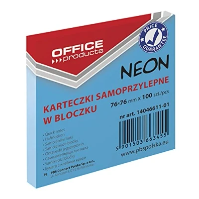 Imagen de OFFICE PRODUCTS 14046611 01 Notas adhesivas (76 x 76 mm, 1 100 hojas), color azul neón