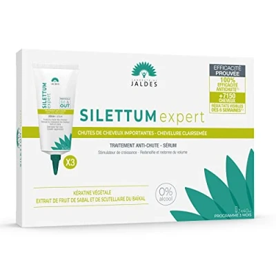 Imagen de SILETTUM EXPERT Serum Pack de 3 Tubos 40 ml Tratamiento Anticaída Frena la Caída y Estimula el Crecimiento del Cabello, Densifica Aporta Vitalidad LABORATOIRE JALDES
