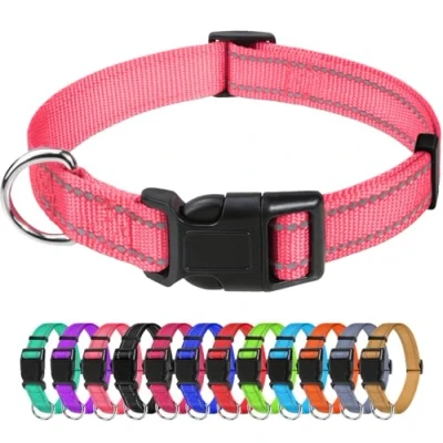 Imagen de TagME Collar Perro Ajustable,Collar Nylon Reflectante,para Caminar Correr Entrenamiento,para Perros Pequeños,Rosa,2.0cm De Ancho