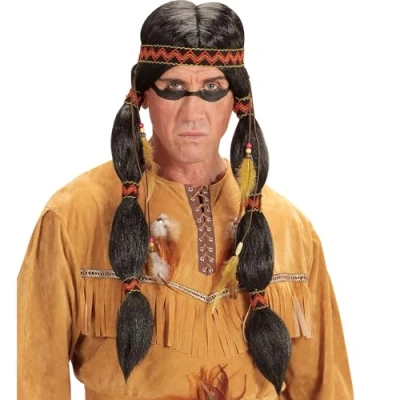 Imagen de &quot;INDIAN WIG WITH HEADBAND&quot; in box