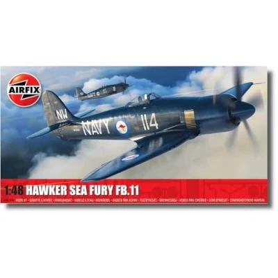 Imagen de Airfix Model Set, A06105A Hawker Sea Fury FB.II Building Kit, Kits de avión Modelo plástico para Adultos y niños Mayores 8 años, el Juego Incluye bebederos calcomanías