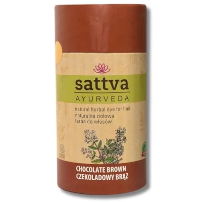 Imagen de Sattva Coloración natural de pelo marrón chocolate Henna color para alérgicos Tinte vegetal orgánico natural, volumen y brillo doble porción ECOCERT