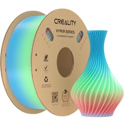 Imagen de Creality Rainbow PLA para Ender 3 V3 Plus, Filamento Impresora 3D Diseñado Alta Velocidad 600mm/s, 1kg (2.2lb)/Carrete, Hyper Arcoíris con Gradiente, ± 0.03mm