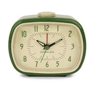 Imagen de Kikkerland Reloj Despertador Retro, Verde, ABS