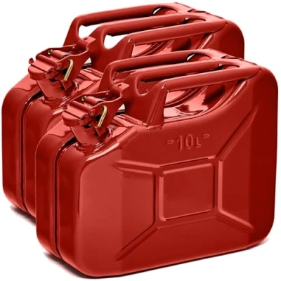 Imagen de BW® Bidón de combustible metal para gasolina, 2 x 10 litros, color rojo, RAL 3000, certificado TÜV y homologación UN, fabricado en Europa