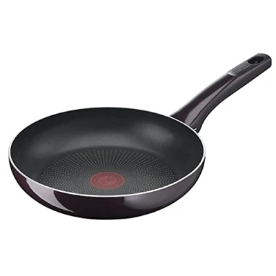 Imagen de Tefal D52202 Resist Intense Sartén, 20 cm, revestimiento antiadherente, Flame Protect, resistente, señal térmica, forma profunda, fácil de limpiar, seguro, color burdeos