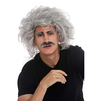 Imagen de WIG ME UP 31999 FR68A Peluca Carnaval Halloween Einstein científico Loco Abuelo Profesor Gris Salvaje Bigote