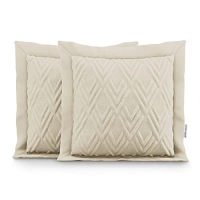 Imagen de AmeliaHome 2 Fundas de Almohada ultrasonic Doble Cara, 45 x cm, Color Crema Ophelia