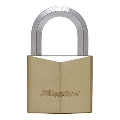 Imagen de Master Lock 1155EURD Candado de Llave con Cuerpo Latón Macizo y Arco Hexagonal, Dorado, 50 mm