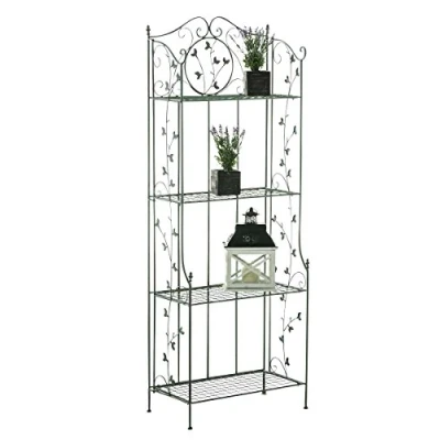 Imagen de Estantería De Hierro Plegable Arona I Decorativa con Estantes Plegables Multiusos 4 Niveles Color:, Color:Antiguo Verde