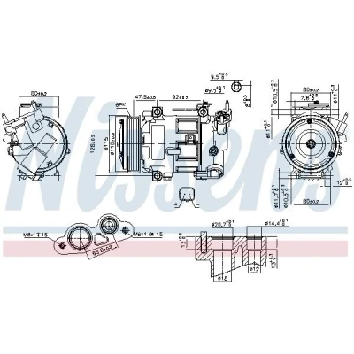 Imagen de NISSENS 890606 Compresor de Aire Acondicionado 5SEL09C 12 PAG 46 R 134 a PEUGEOT: 208 I Hatchback, 2008 Familiar, CITROËN: C3 II, DS3 Hatchback