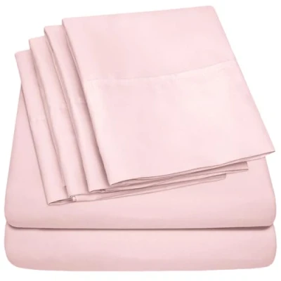 Imagen de Sweet Home Collection Juego de sábanas, 4 Piezas, 1500 Hilos, Calidad egipcia, sábana Bajera con Esquinas amplias, Rosa Claro, Matrimonio Doble