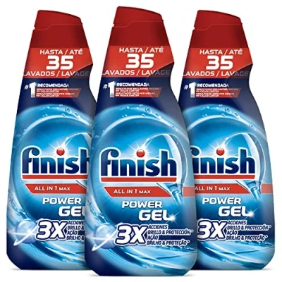 Imagen de Finish All in 1 Max Power Gel, Detergente Gel para el Lavavajillas Regular 105 dosis (3x35 dosis)