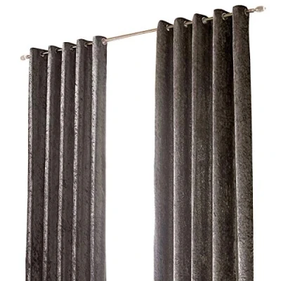 Imagen de Par de Cortinas Sienna Terciopelo aplastado con Ojales, poliéster, Gris, 117 x 137,2 cm