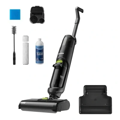 Imagen de EUREKA NEW400 Aspirador Escoba sin Cable en Seco y Húmedo Inalámbrico,Ligero, Aspiradora Fregona Inteligente, Autolimpieza,Autonomía 30 mins,Tanque Doble,Suelos Duros, Pelo de Mascotas