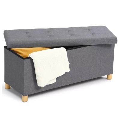 Imagen de IDMarket Banco de almacenamiento pie (100 cm), color gris antracita
