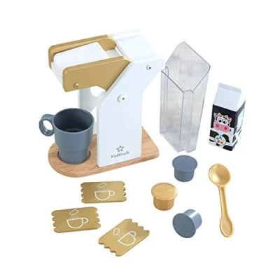 Imagen de KidKraft Cafetera de Juguete Madera Dorada con Cápsulas, Accesorios Cocina Juguete, Máquina Café Accesorios, Electrodomésticos para Jugar, Juguetes niños 3+ años (53538)