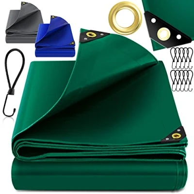 Imagen de KESSER® Lona prémium con Ojales 400x700 cm + Ganchos Sujetadores, 650 g/m² PVC Impermeable y Resistente a la Rotura, de Universal para Camiones, Piscinas, Muebles jardín Madera, 28m²