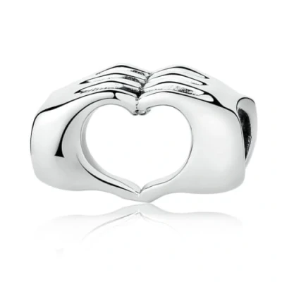 Imagen de Abalorio de plata ley 925 con forma corazón y fe, para pulsera Pandora