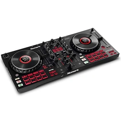 Imagen de Numark Mixtrack Platinum FX Controlador DJ para Serato con control de 4 secciones, mezclador DJ, interfaz audio incorporada, pantallas en las ruedas selección y paletas efectos