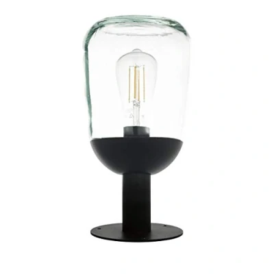 Imagen de Eglo Donatori, lámpara exterior de 1 llama, vintage, retro, aluminio fundido en negro y cristal transparente, con casquillo E27, IP44