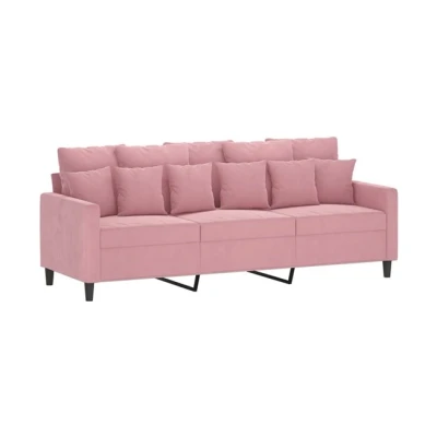 Imagen de vidaXL Sofá de 3 Plazas, Asiento con Respaldo Reposabrazos, Relax Descanso Televisión, Sillón Tapizado para Salón, Terciopelo Rosa